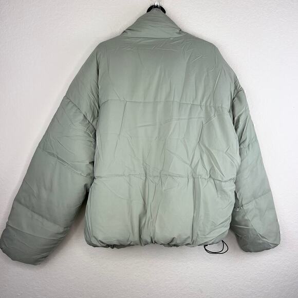 NWT Polu Cropped Puffer Jacket Oversized Full Zip Puffy Quilted Pockets Large - Picture 6 of 8